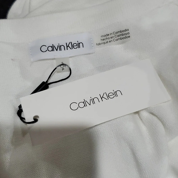 Calvin Klein NWT layered crew neck pastel striped white sweater - Picture 6 of 7